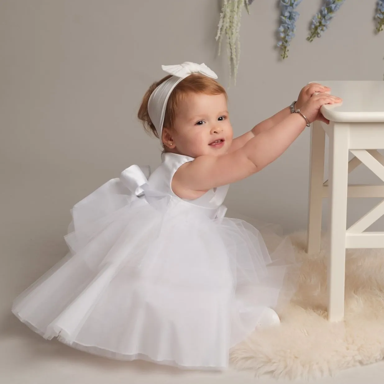 Sienna Ivory or White Tiered Christening / Baptism Dress