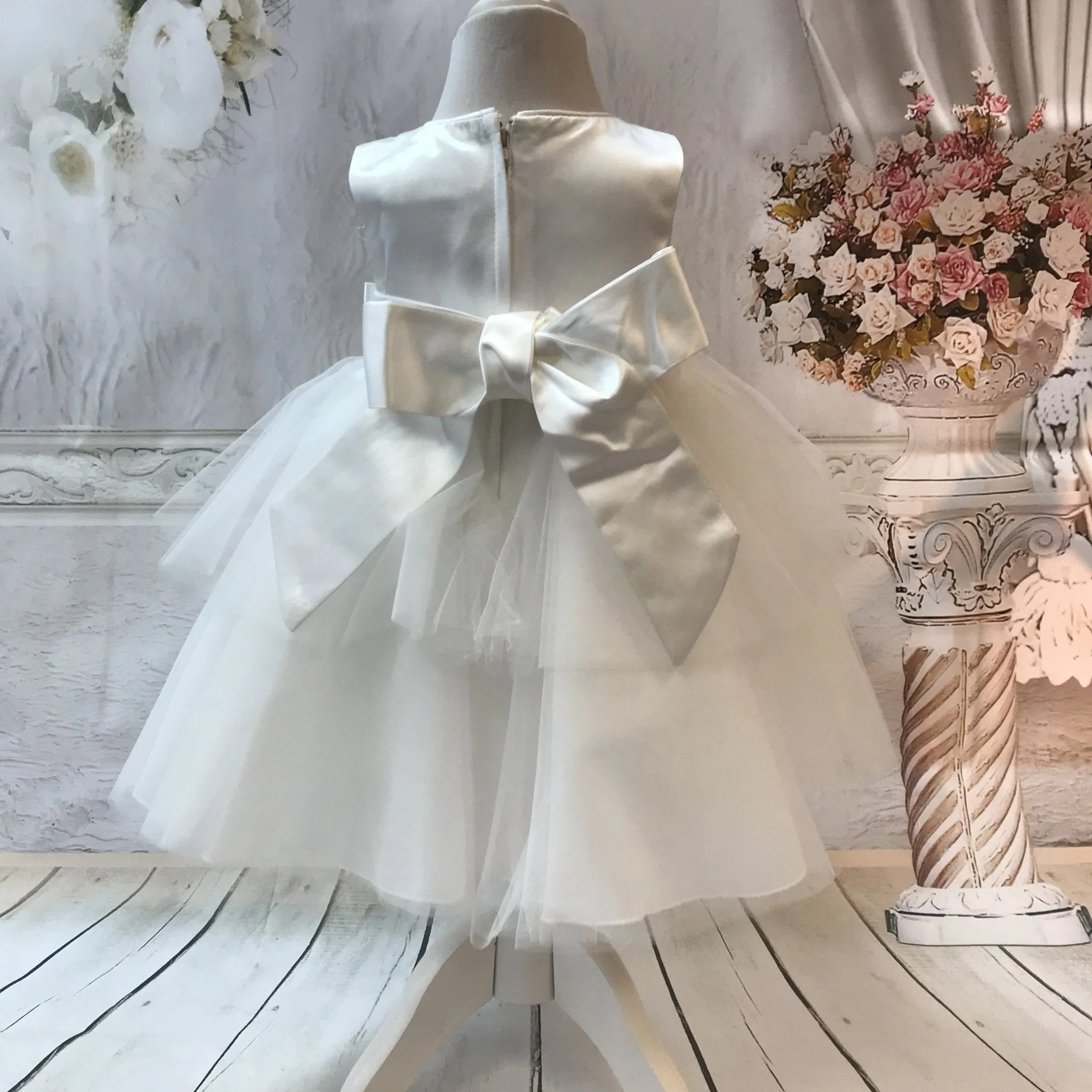 Sienna Ivory or White Tiered Christening / Baptism Dress