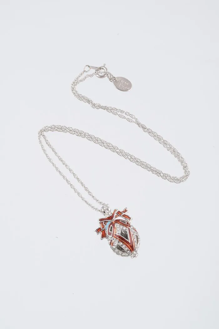 Silver & Red Egg Pendant Necklace