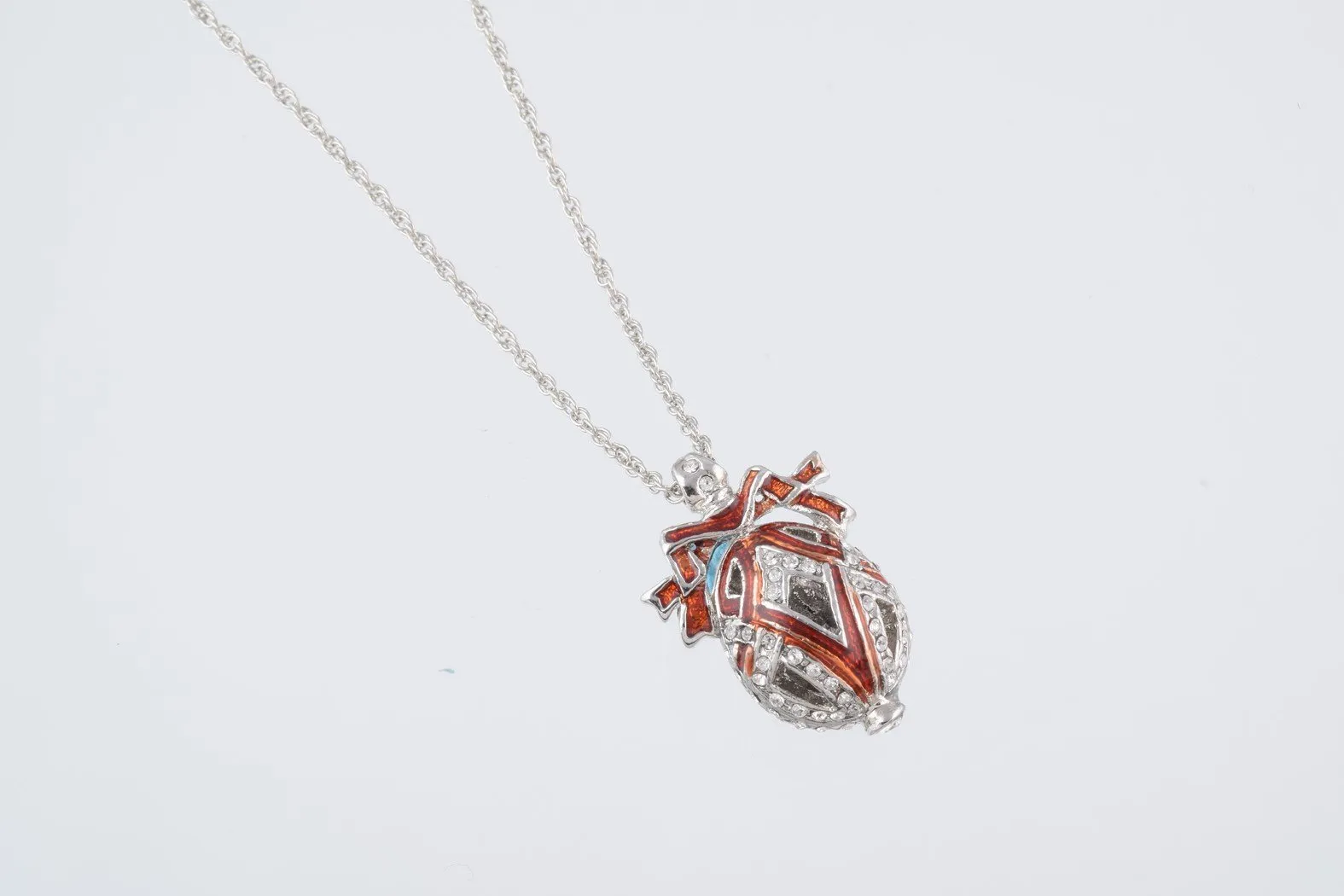Silver & Red Egg Pendant Necklace