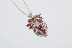 Silver & Red Egg Pendant Necklace