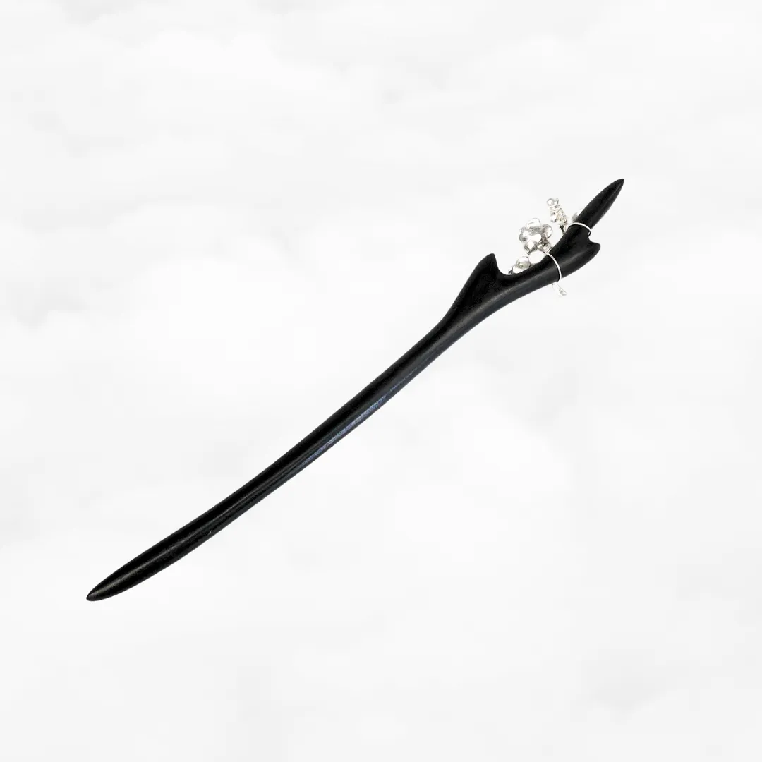 Silver Plum Blossom Wood Hair Stick