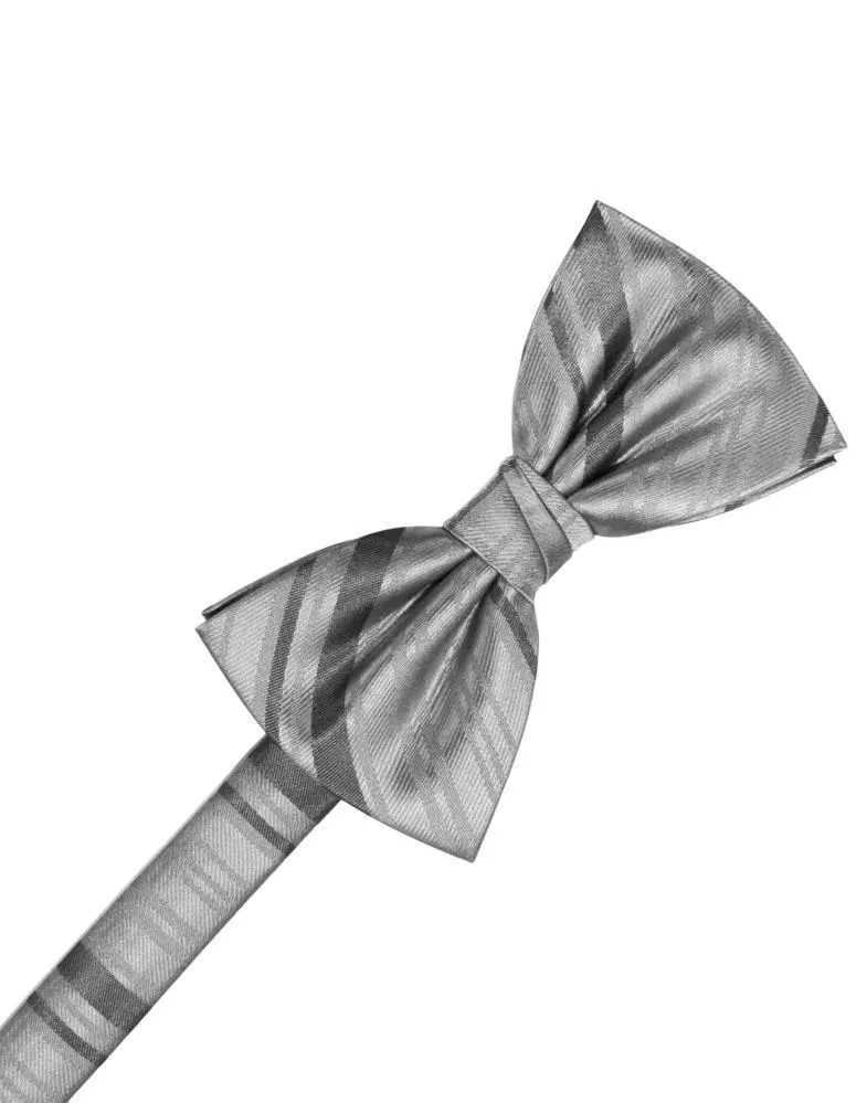 Silver Striped Satin Kids Bow Tie