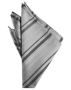 Silver Striped Satin Pocket Square