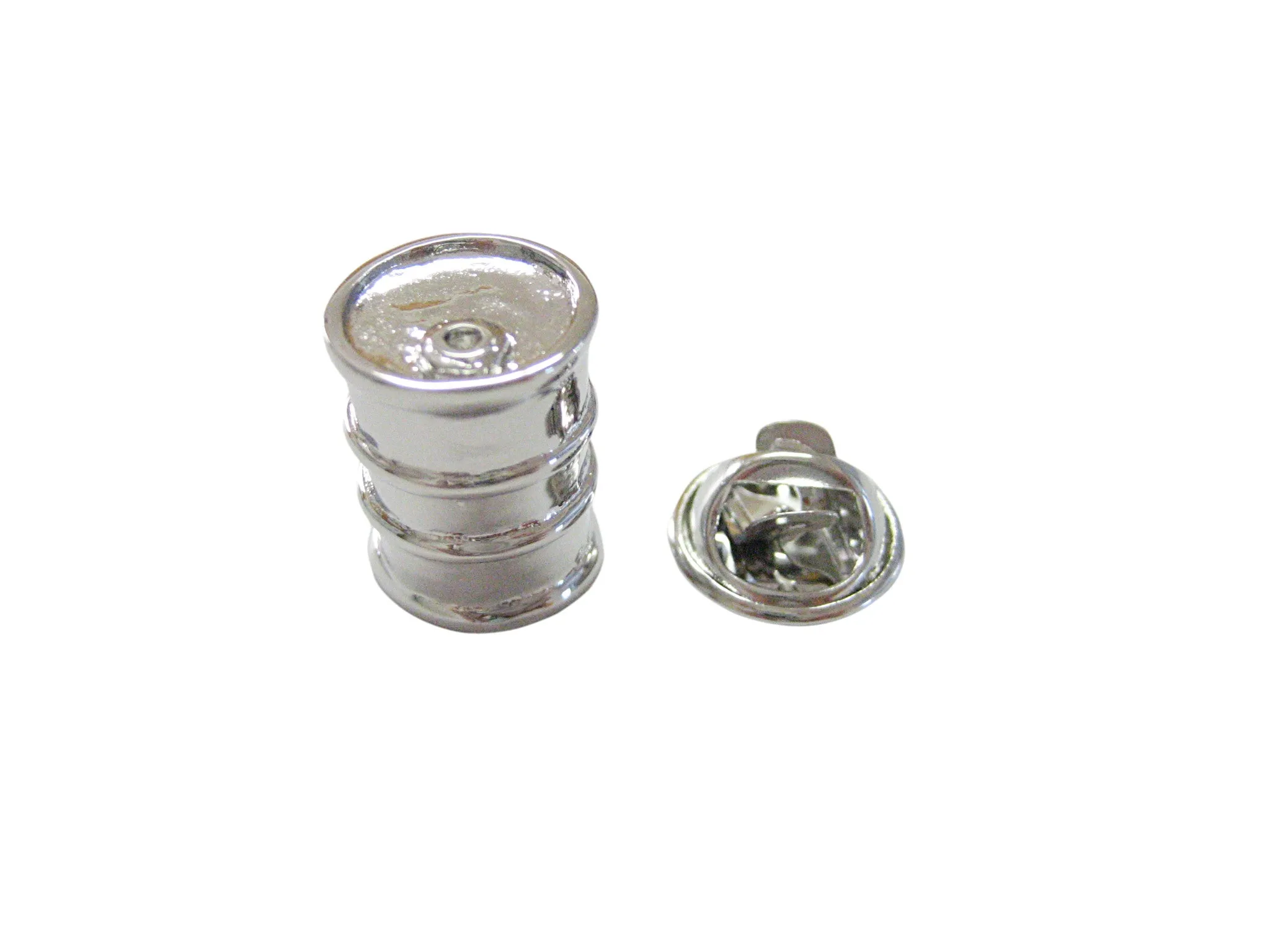 Silver Toned Drum Container Lapel Pin
