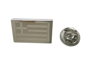 Silver Toned Etched Greece Flag Lapel Pin