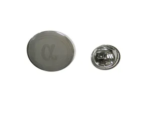 Silver Toned Etched Greek Letter Alpha Oval Lapel Pin