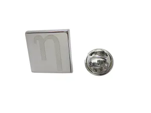 Silver Toned Etched Greek Letter Eta Lapel Pin