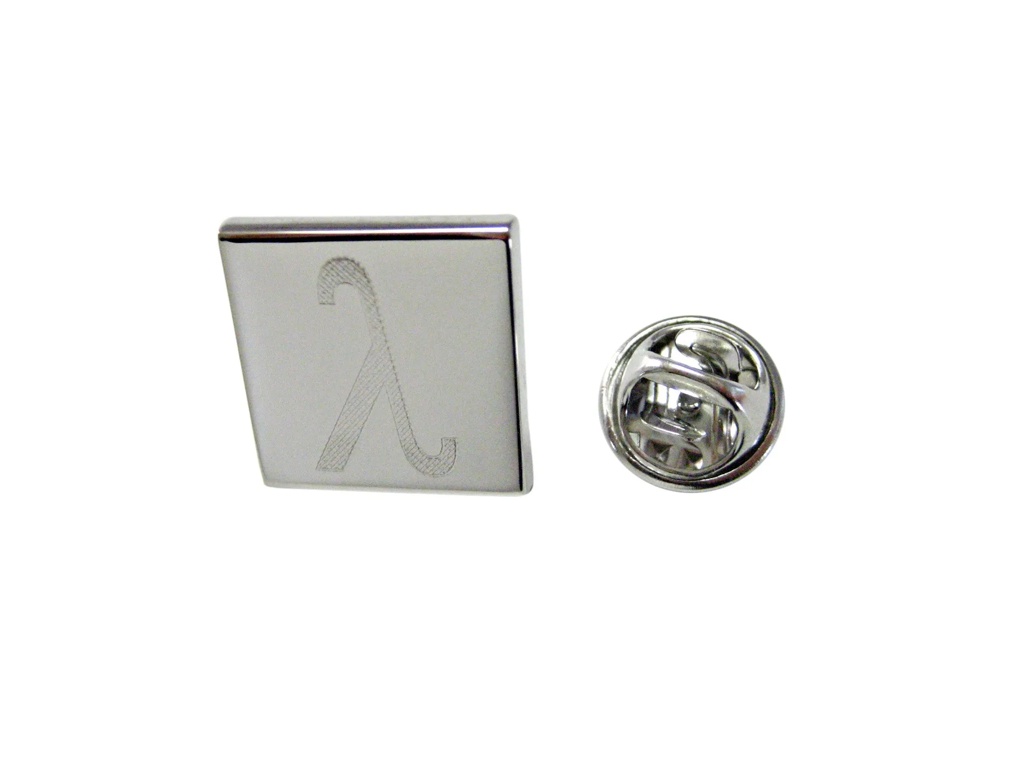 Silver Toned Etched Greek Letter Lambda Lapel Pin