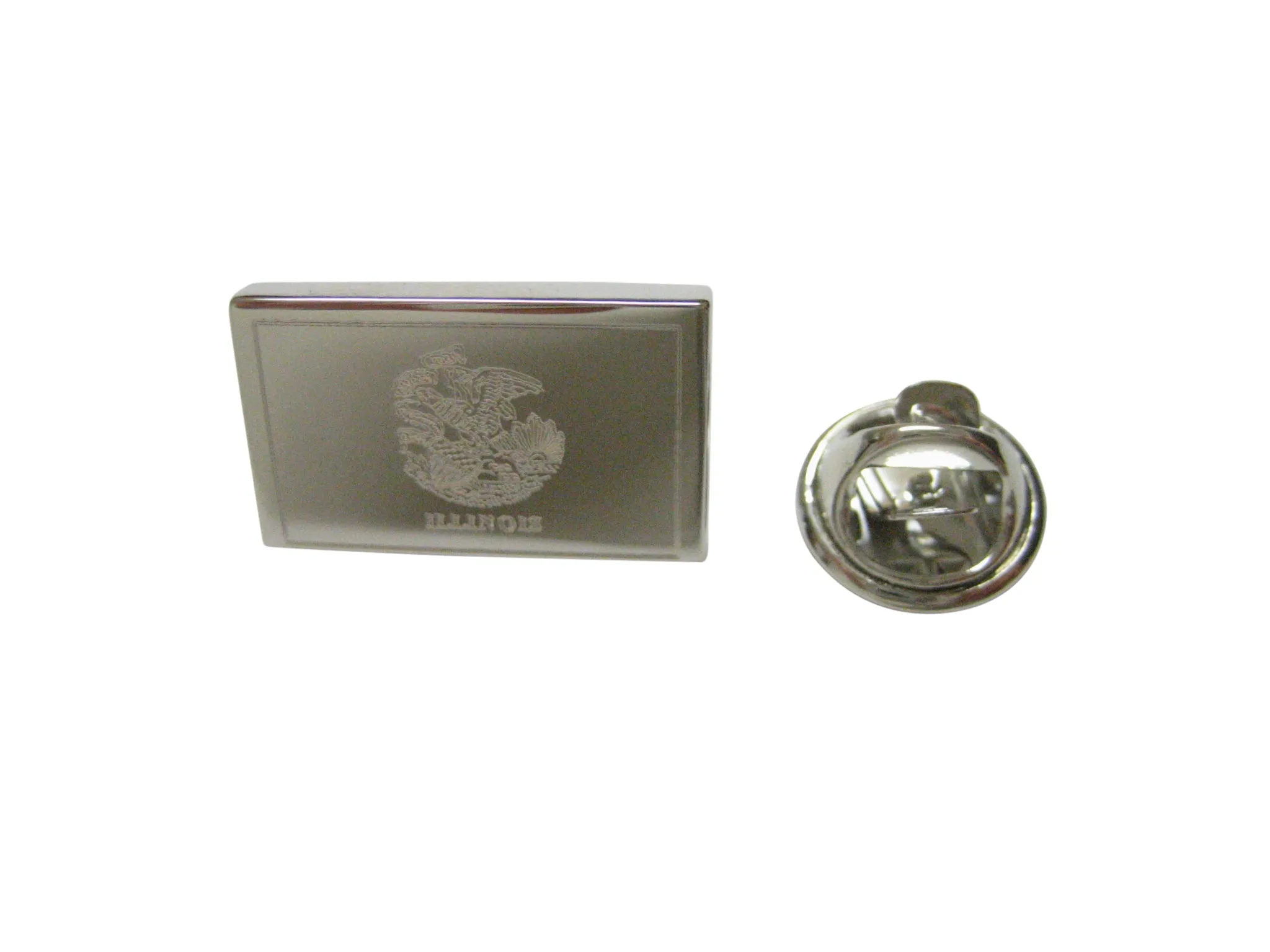 Silver Toned Etched Illinois State Flag Lapel Pin