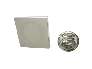 Silver Toned Etched Mathematical Greek Omega Symbol Lapel Pin
