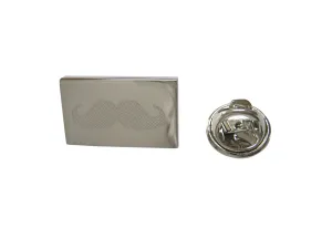 Silver Toned Etched Mustache Lapel Pin
