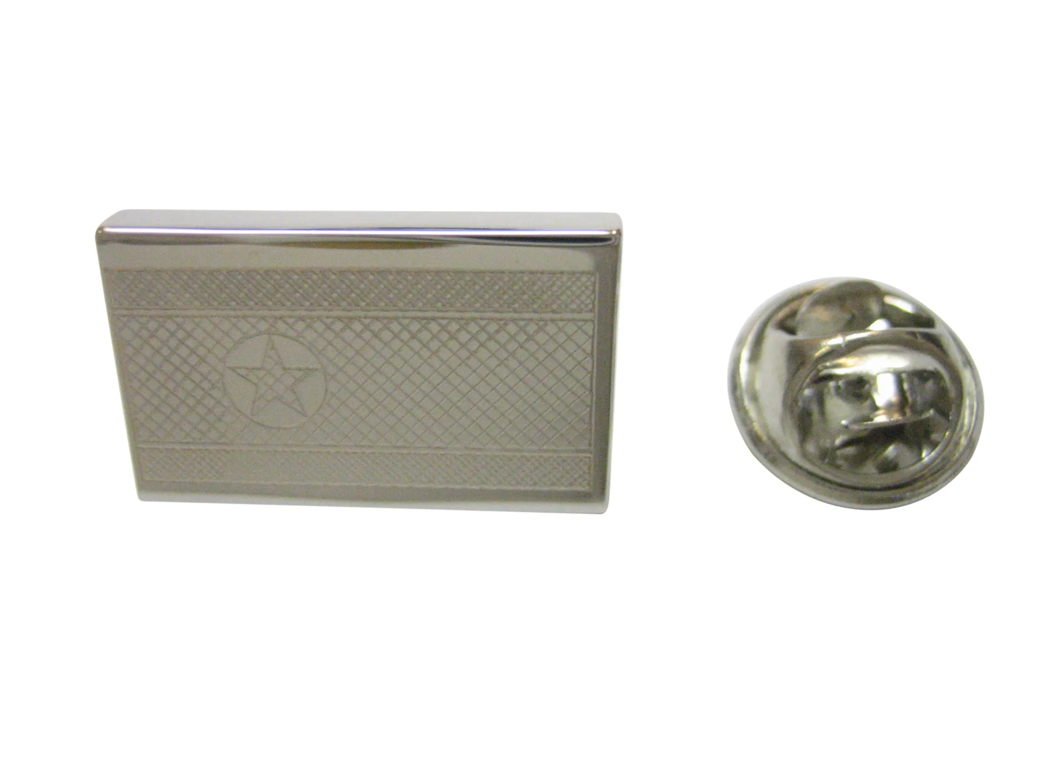 Silver Toned Etched North Korea Flag Lapel Pin