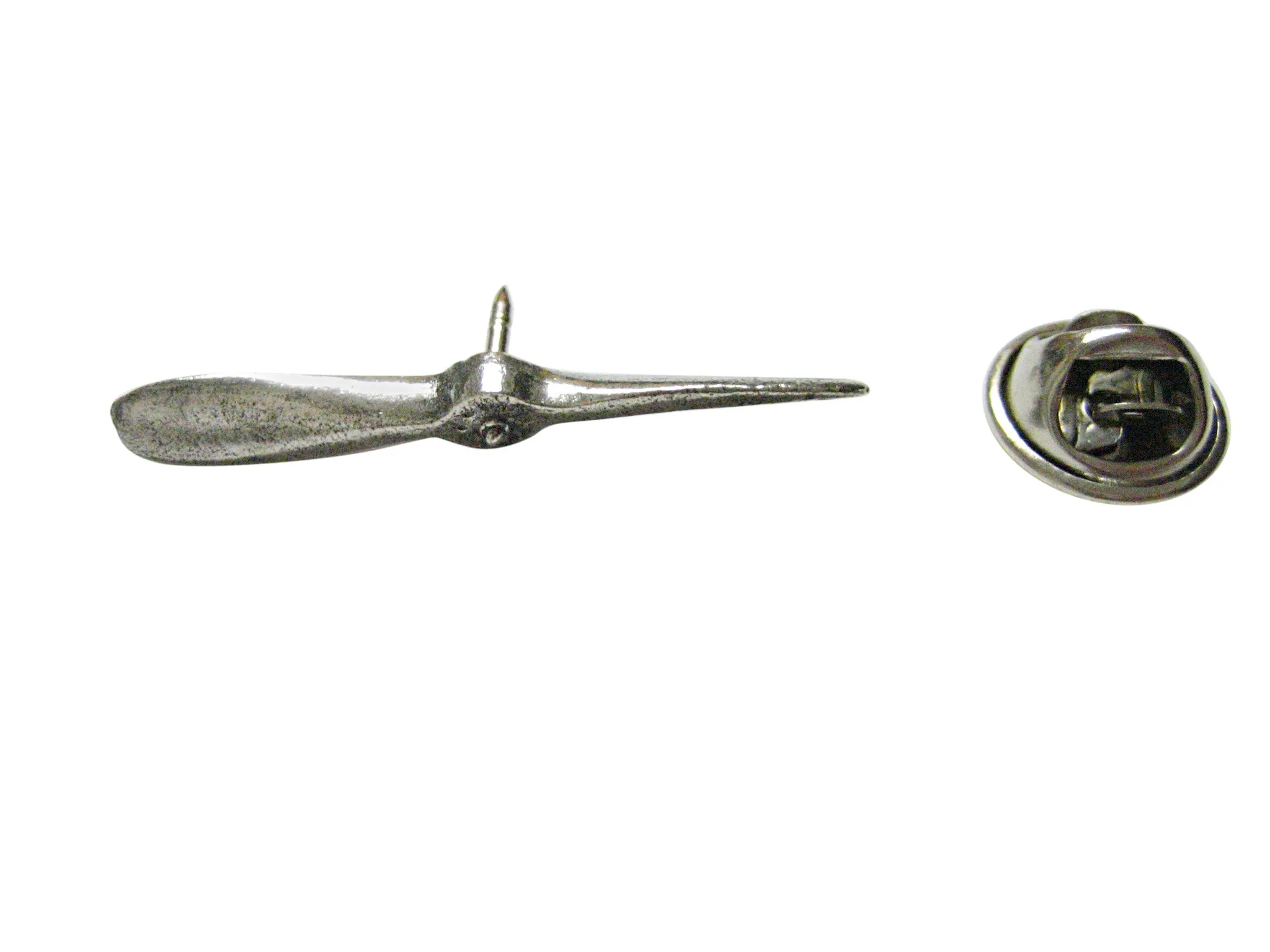 Silver Toned Textured Propeller Lapel Pin
