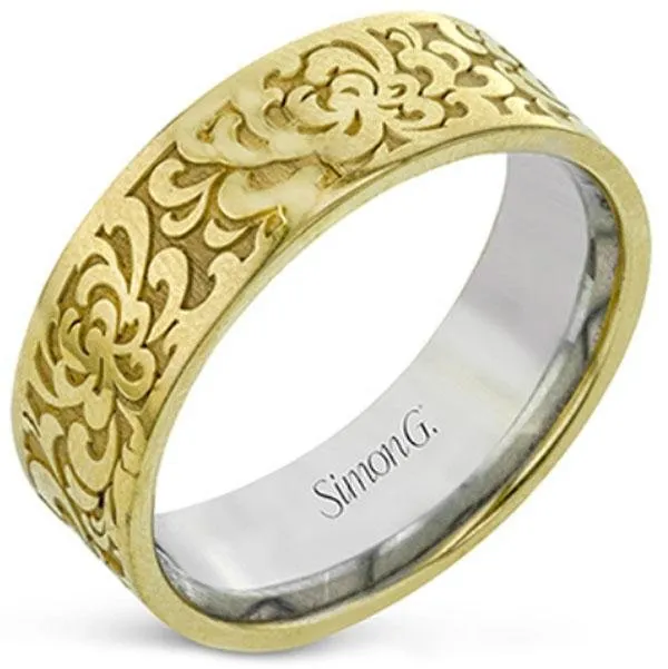 Simon G. Two-Tone Men's Textured Wedding Band