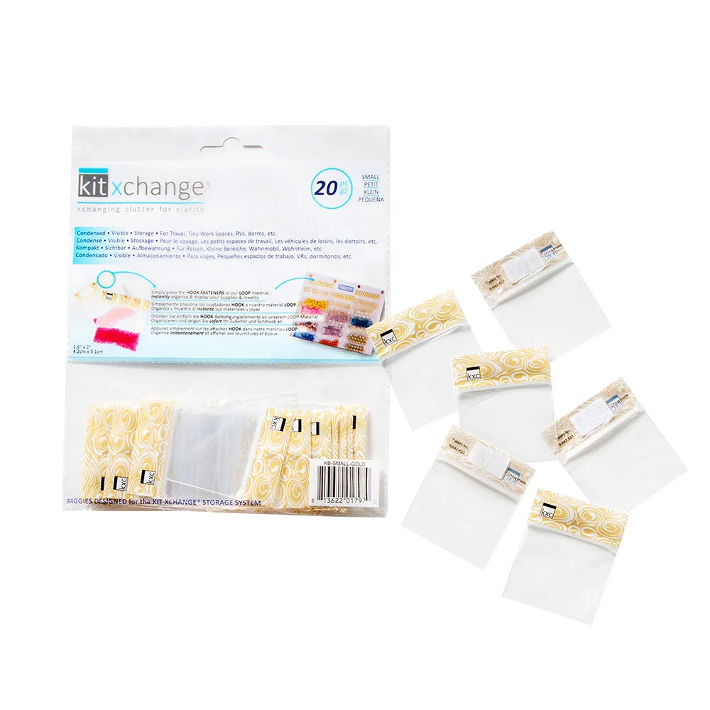 SMALL BAGGIES-GOLD (1.6" x 2.0" capacity) Storage Baggies for Craft Supplies