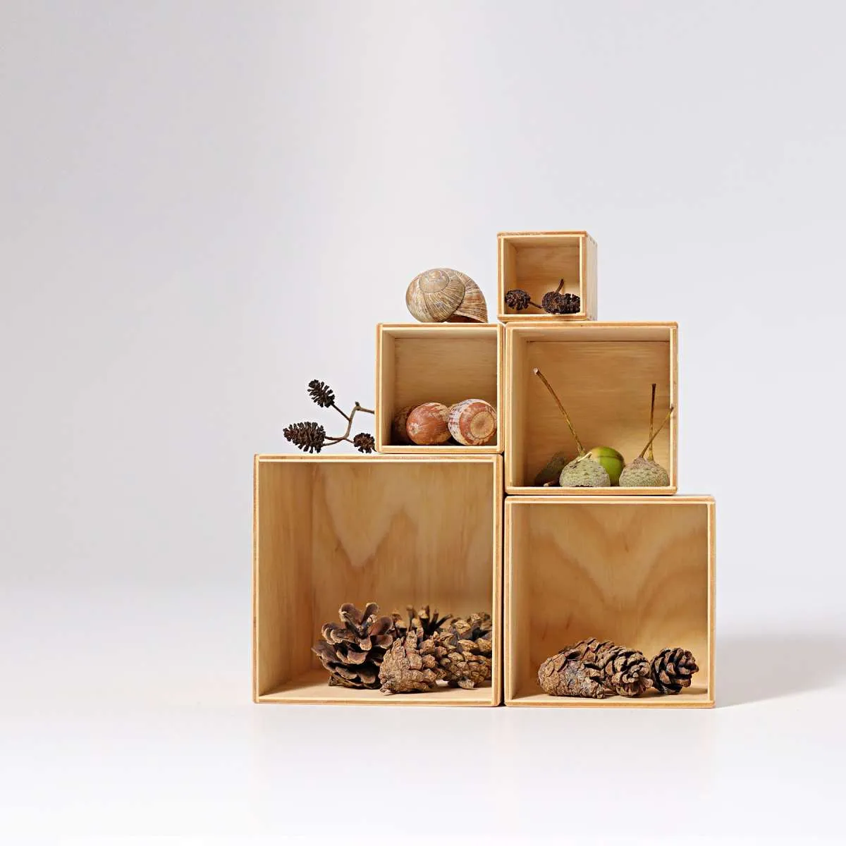 Small Stacking Boxes, Natural - Grimm's Wooden Toys