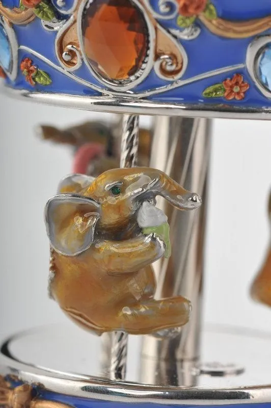 Spinning Music Playing Blue Elephants Carousel