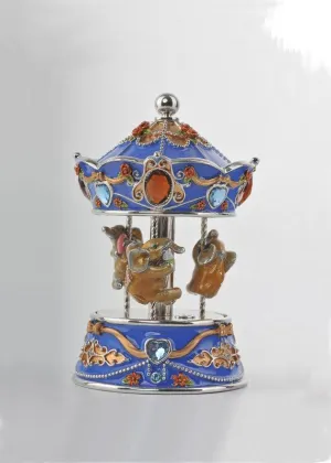 Spinning Music Playing Blue Elephants Carousel