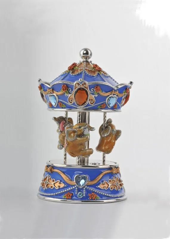 Spinning Music Playing Blue Elephants Carousel