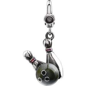 Sterling Silver Enamel Bowling Ball & Pins Charm