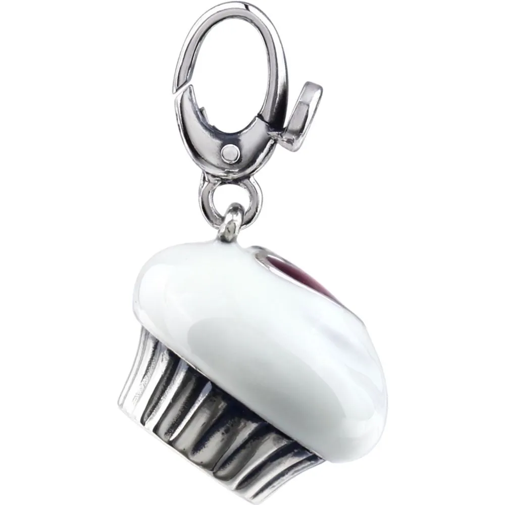 Sterling Silver Enamel Cupcake Charm