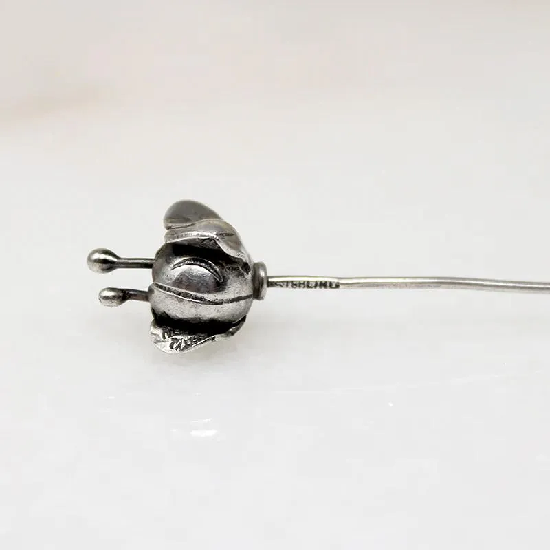 Sterling Silver Flower Bud Stick Pin