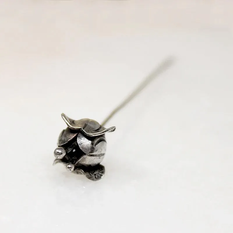 Sterling Silver Flower Bud Stick Pin