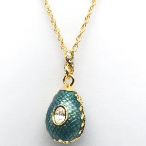 Teal Egg Pendant Gold Necklace