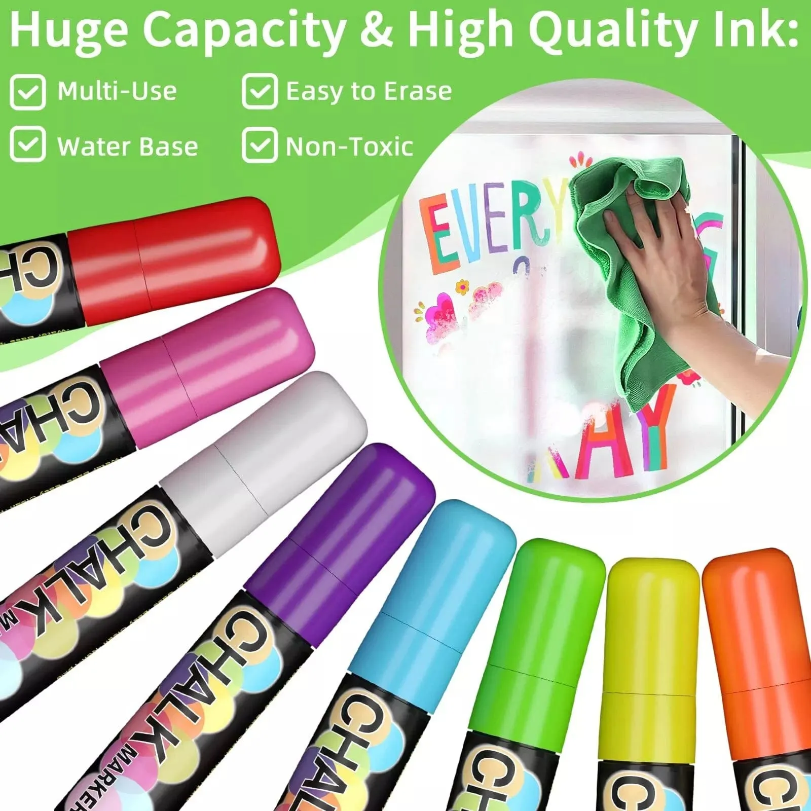 The Art Journey 8 -Neon Color Chalk Markers 15mm Nib Reversible Tip ART020