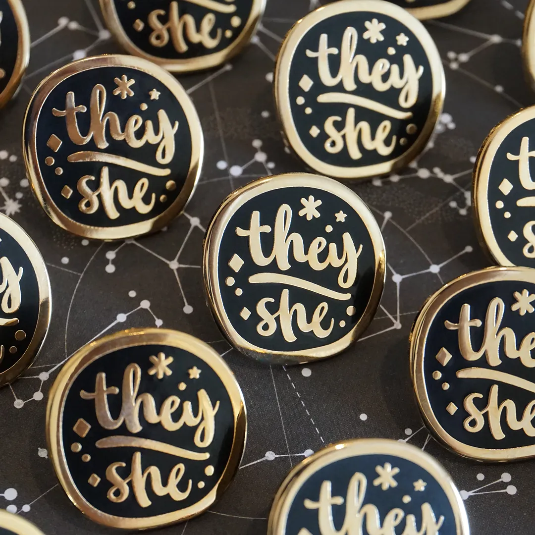 They/She (Golden) | Enamel Pin