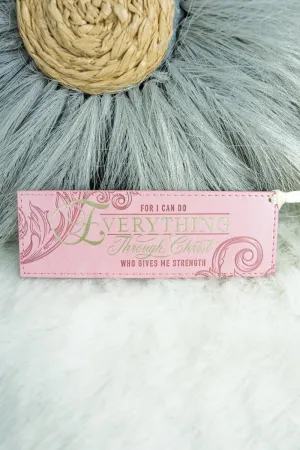 Through Christ Fluted Iris Pink Faux Leather Page Marker