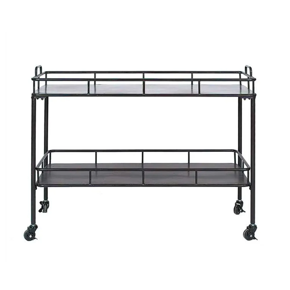 Two Tier Metal Bar Cart in Vintage Black