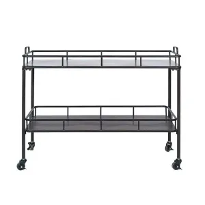 Two Tier Metal Bar Cart in Vintage Black