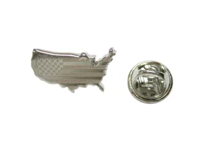 USA America Map Shape and Flag Design Lapel Pin