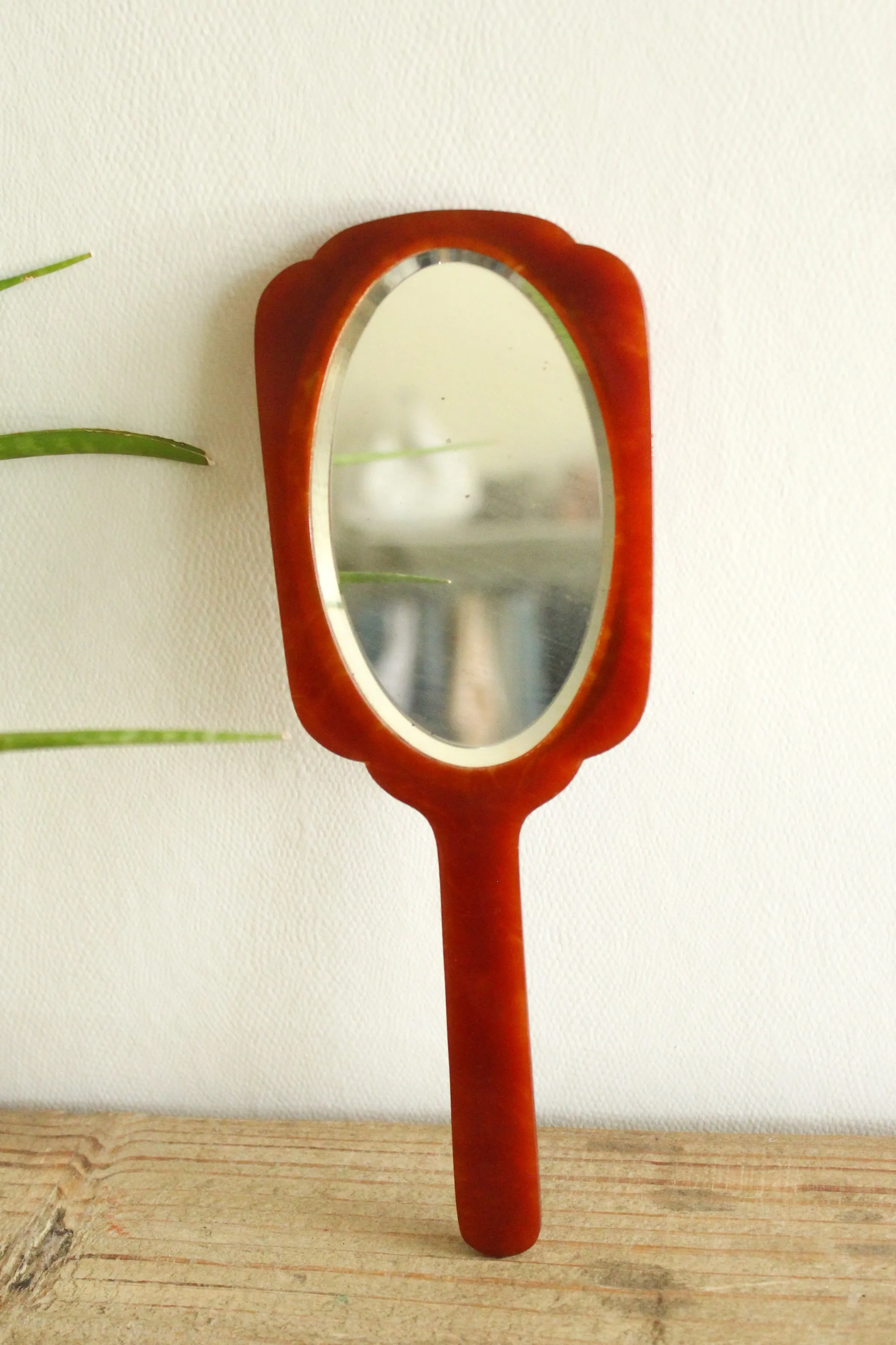 Vintage Butterscotch Celluloid Vanity Mirror