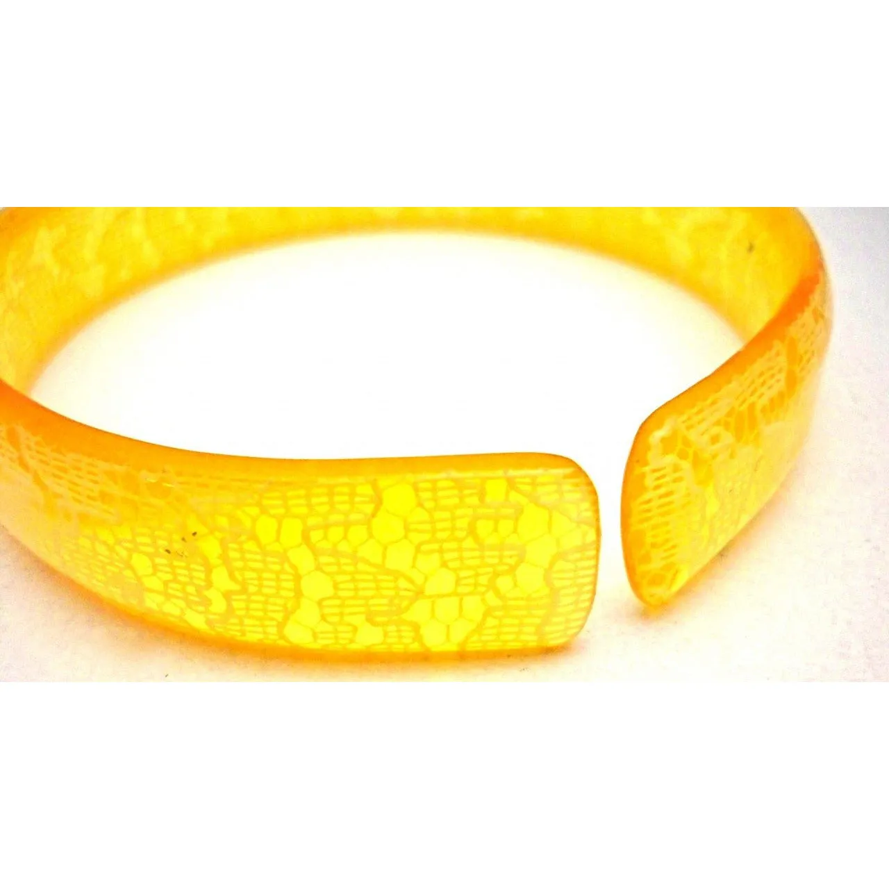 Vintage Celluloid Bangle Bracelet Honey Lace 1920s