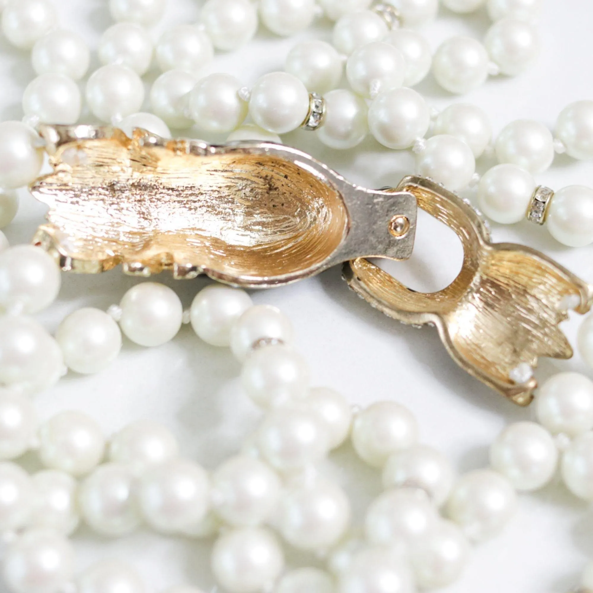 Vintage Couture Style Black Enamel with Diamante Horse Necklace Double Stranded Pearls