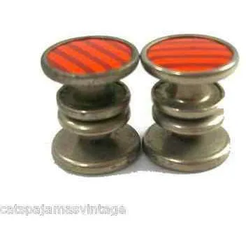Vintage  Cuff Links Mens Orange Celluloid Unique 1920s Art Deco
