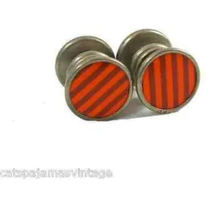 Vintage  Cuff Links Mens Orange Celluloid Unique 1920s Art Deco