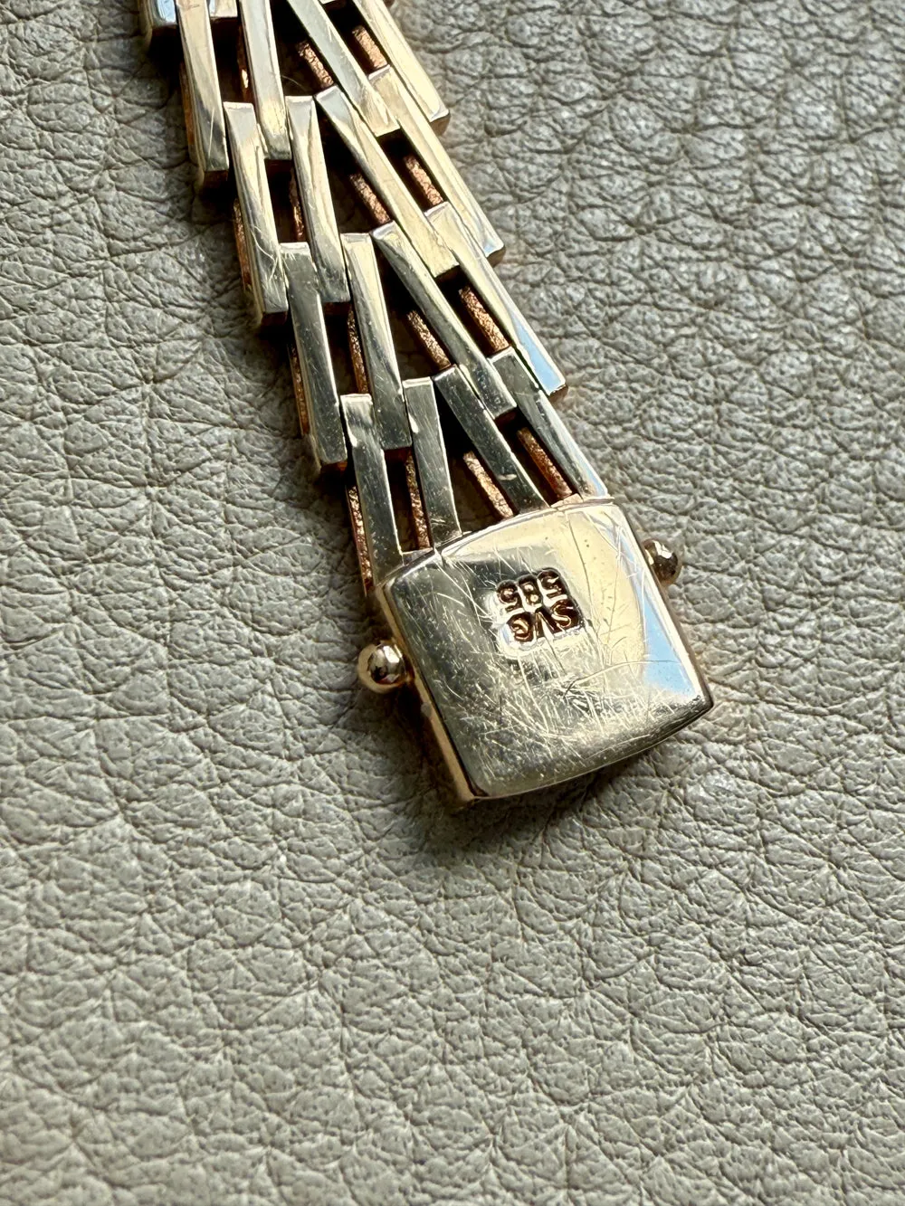 Vintage Danish Geneva Link Bracelet in 14k Gold Signed SV Glymerrs - 7.4 inch length