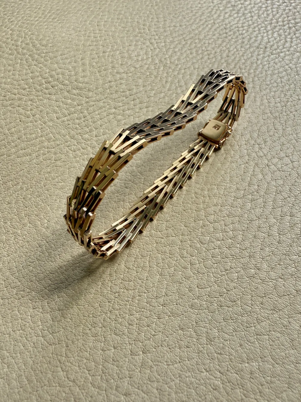 Vintage Danish Geneva Link Bracelet in 14k Gold Signed SV Glymerrs - 7.4 inch length
