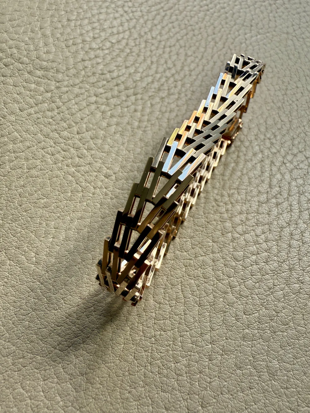 Vintage Danish Geneva Link Bracelet in 14k Gold Signed SV Glymerrs - 7.4 inch length
