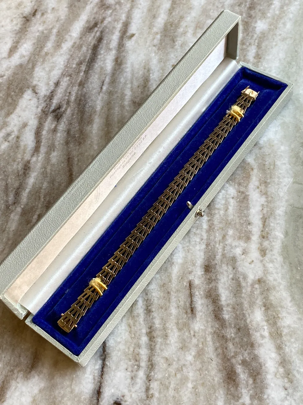 Vintage Danish Geneva Link Bracelet in 14k Gold Signed SV Glymerrs - 7.4 inch length