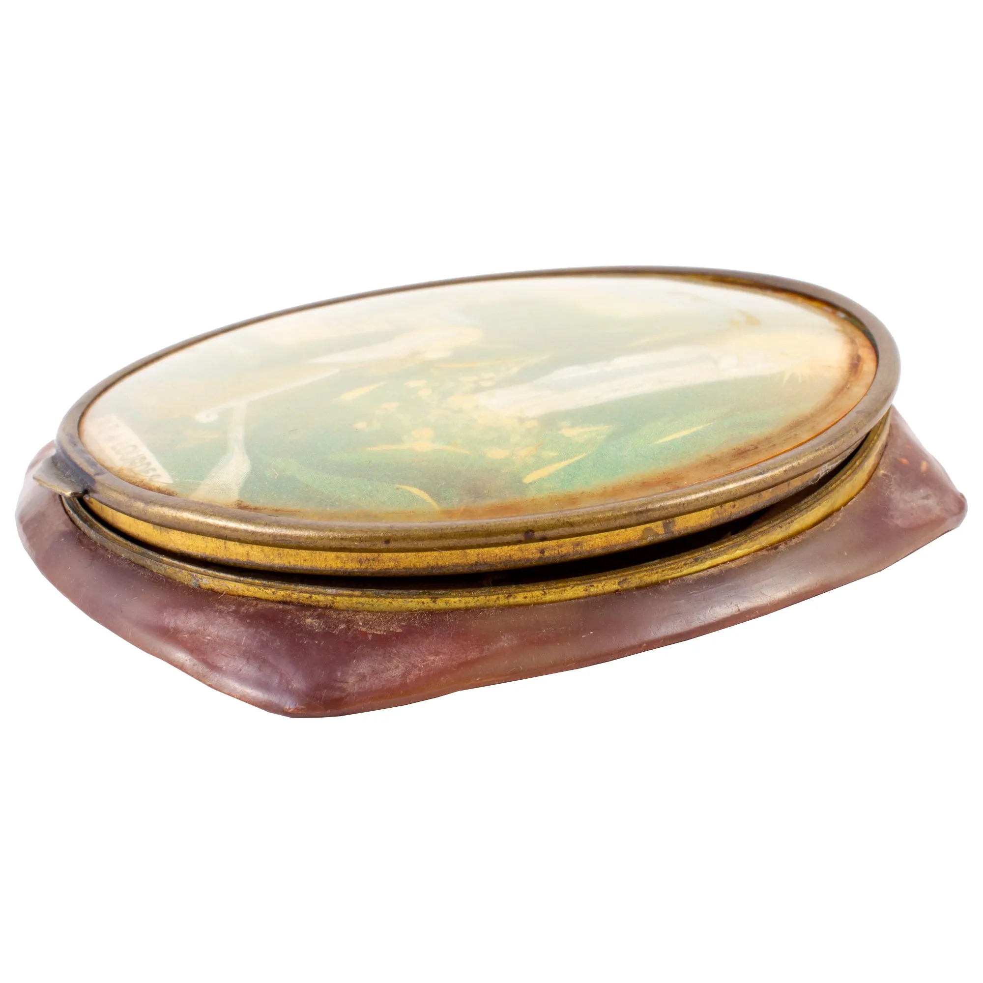 Vintage French Lourdes Souvenir Powder Compact