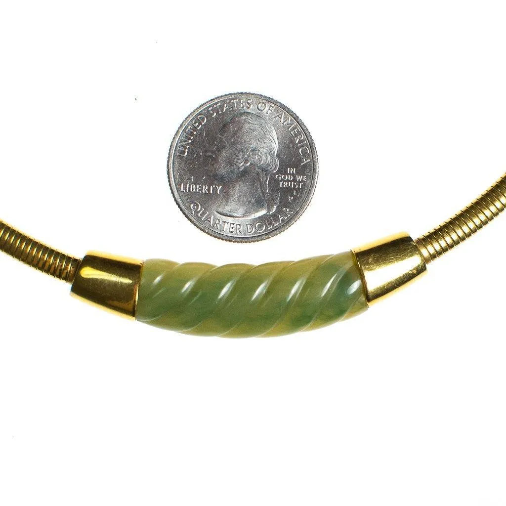 Vintage Givenchy Couture Light Green Bakelite Modernist Collar Necklace