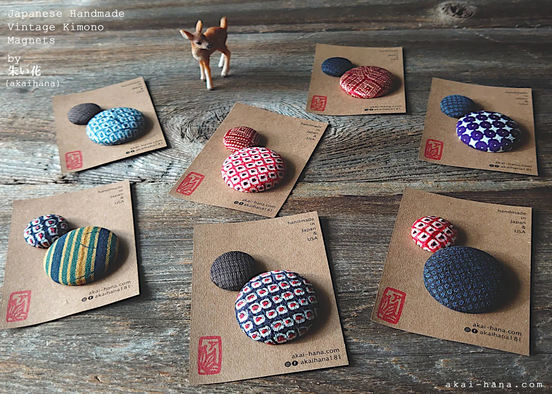 Vintage Kimono Magnets or Pins, Set of 2, mgvk0004