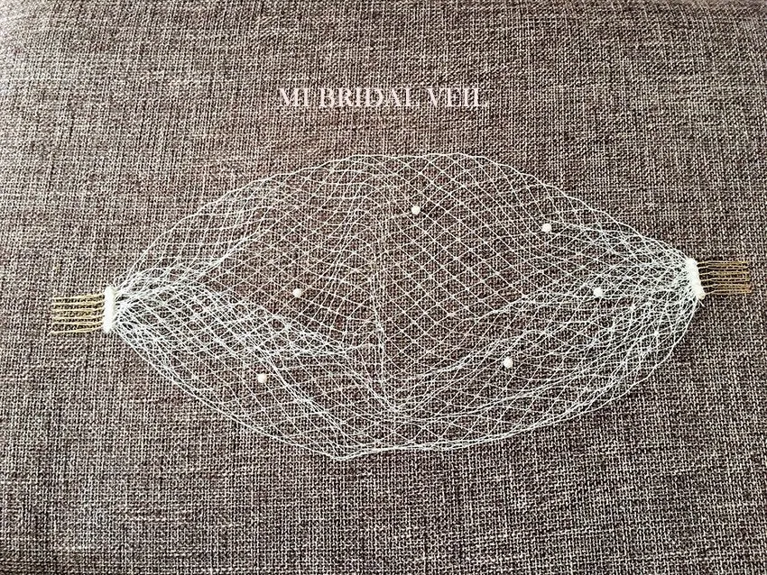 Vintage Pearl Beaded Bandeau Birdcage, Freshwater Pearl Blusher Veil, Headband Veil, Russian Netting Birdcage