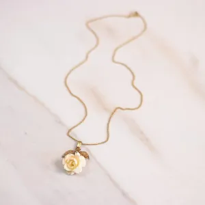Vintage Petite White Rose Necklace