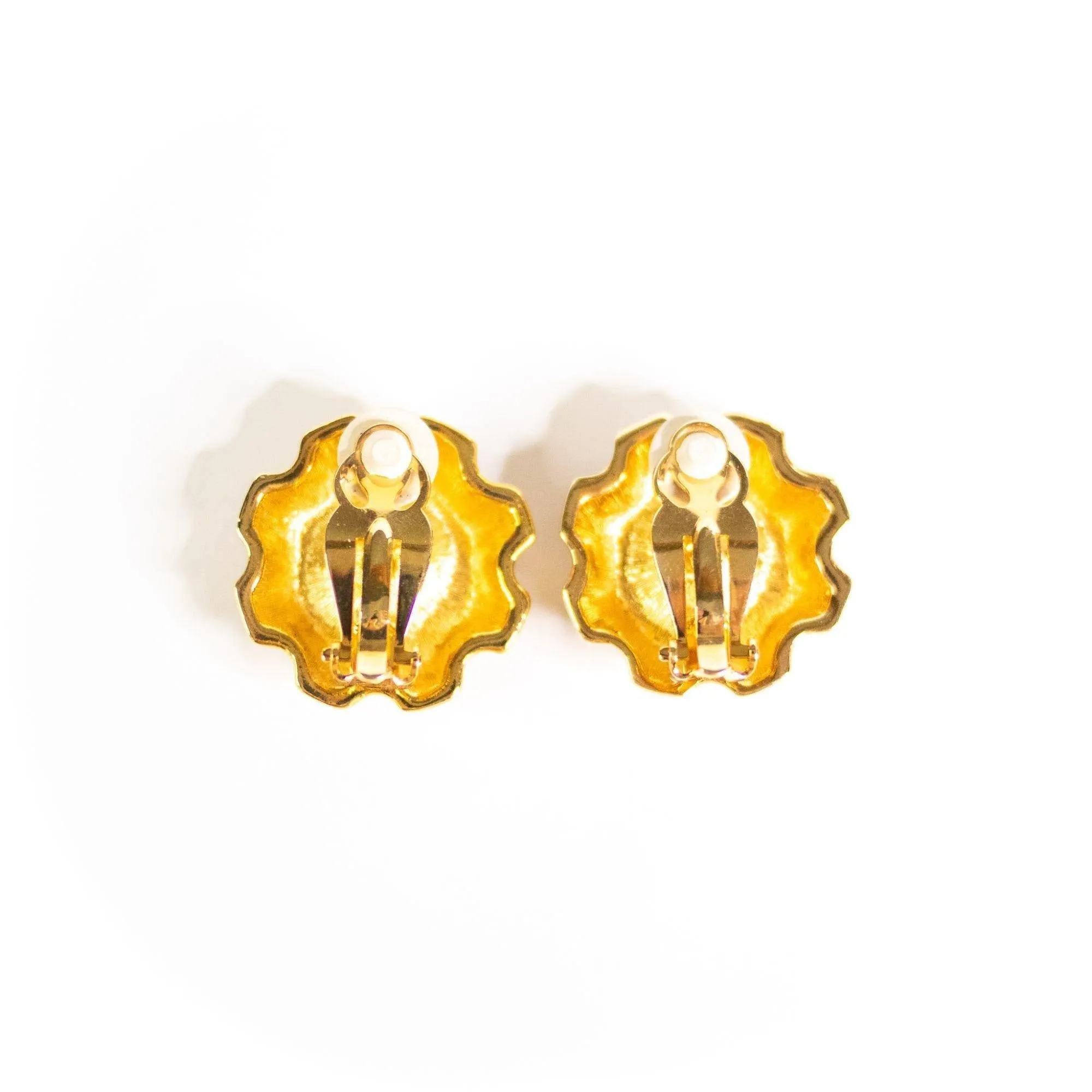 Vintage Savvy Swarovski Black Enamel and Diamante Headlight Rhinestone Statement Earrings